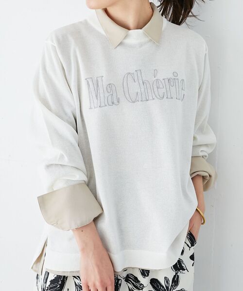 le.coeur blanc(ルクールブラン)の「シアー刺繍ロゴニットプルオーバー(ニット/セーター・レディース・ライトグレー/ネイビー/アイボリー・38)」の11枚目の写真