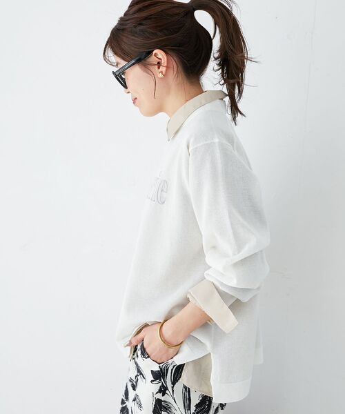 le.coeur blanc(ルクールブラン)の「シアー刺繍ロゴニットプルオーバー(ニット/セーター・レディース・ライトグレー/ネイビー/アイボリー・38)」の13枚目の写真