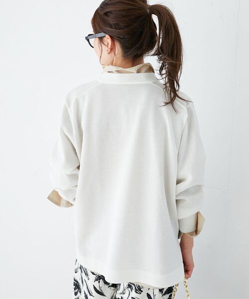 le.coeur blanc(ルクールブラン)の「シアー刺繍ロゴニットプルオーバー(ニット/セーター・レディース・ライトグレー/ネイビー/アイボリー・38)」の15枚目の写真
