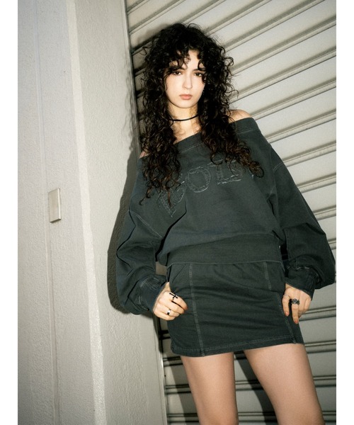 EGOIST（エゴイスト）の「加工裏毛ミニスカート（スカート・レディース・ブラック/ベージュ・FREE）」の6枚目の写真