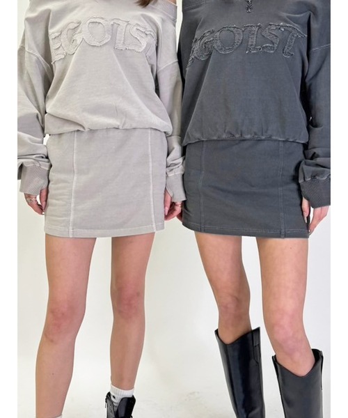 EGOIST（エゴイスト）の「加工裏毛ミニスカート（スカート・レディース・ブラック/ベージュ・FREE）」の7枚目の写真