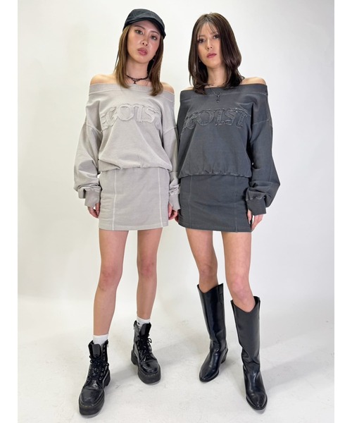 EGOIST（エゴイスト）の「加工裏毛ミニスカート（スカート・レディース・ブラック/ベージュ・FREE）」の9枚目の写真