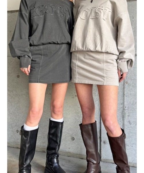 EGOIST（エゴイスト）の「加工裏毛ミニスカート（スカート・レディース・ブラック/ベージュ・FREE）」の10枚目の写真