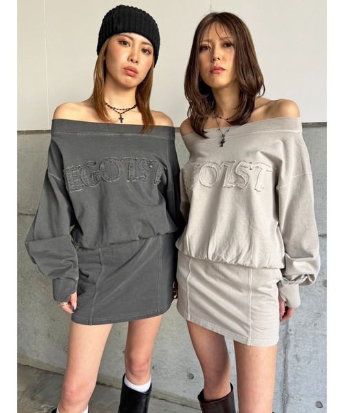 EGOIST（エゴイスト）の「加工裏毛ミニスカート（スカート・レディース・ブラック/ベージュ・FREE）」の11枚目の写真