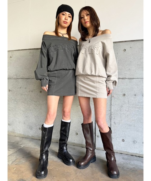 EGOIST（エゴイスト）の「加工裏毛ミニスカート（スカート・レディース・ブラック/ベージュ・FREE）」の12枚目の写真