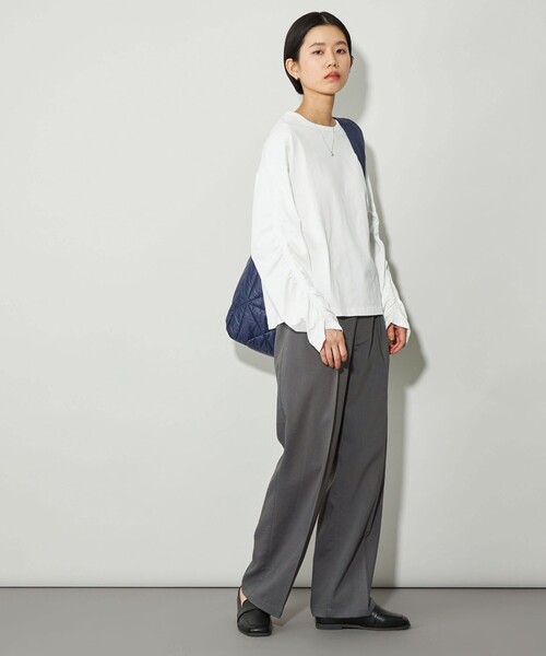 CITEN(シテン)の「<CITEN>ソデシャーリングロンT ホワイト(Tシャツ/カットソー・レディース・ホワイト・FREE)」の4枚目の写真