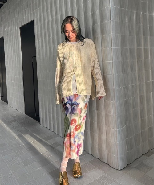 Ameri（アメリ）の「2WAY LOOSE KNIT TOP（ニット/セーター・レディース・ライトイエロー/マルチ/パープル/ブラウン・FREE）」の14枚目の写真