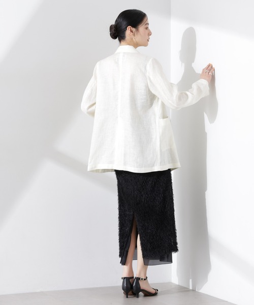 NANO universe（ナノユニバース）の「ヨーロピアンフラックス シアージャケット（セットアップ可）（テーラードジャケット・レディース・ベージュ/ネイビー/ブラウン/オフホワイト・S/M）」の7枚目の写真