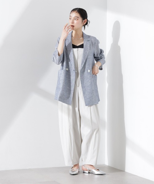 NANO universe（ナノユニバース）の「ヨーロピアンフラックス シアージャケット（セットアップ可）（テーラードジャケット・レディース・ベージュ/ネイビー/ブラウン/オフホワイト・S/M）」の15枚目の写真