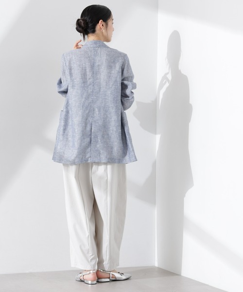 NANO universe（ナノユニバース）の「ヨーロピアンフラックス シアージャケット（セットアップ可）（テーラードジャケット・レディース・ベージュ/ネイビー/ブラウン/オフホワイト・S/M）」の14枚目の写真