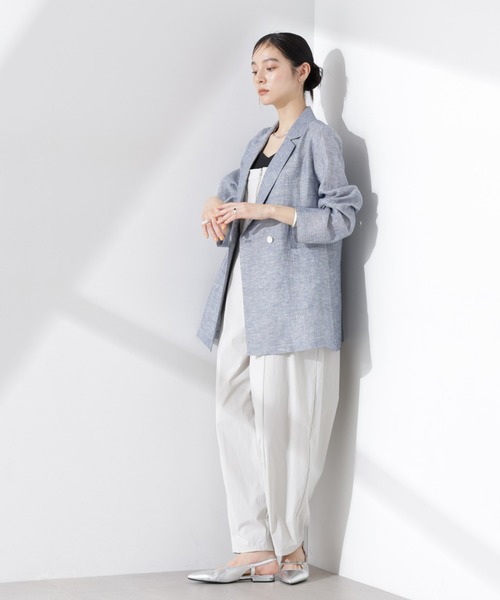 NANO universe（ナノユニバース）の「ヨーロピアンフラックス シアージャケット（セットアップ可）（テーラードジャケット・レディース・ベージュ/ネイビー/ブラウン/オフホワイト・S/M）」の13枚目の写真