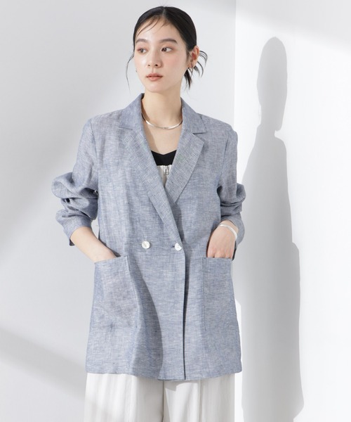 NANO universe（ナノユニバース）の「ヨーロピアンフラックス シアージャケット（セットアップ可）（テーラードジャケット・レディース・ベージュ/ネイビー/ブラウン/オフホワイト・S/M）」の18枚目の写真