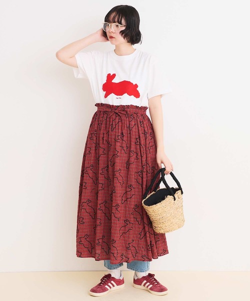 I am I in fact...(アイアムアイインファクト)の「●run rabbit Tシャツ(Tシャツ/カットソー・レディース・ホワイト/ネイビー・FREE)」の13枚目の写真