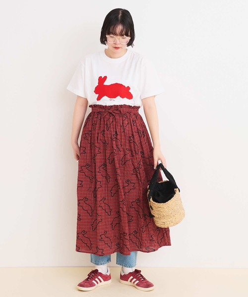 I am I in fact...(アイアムアイインファクト)の「●run rabbit Tシャツ(Tシャツ/カットソー・レディース・ホワイト/ネイビー・FREE)」の12枚目の写真