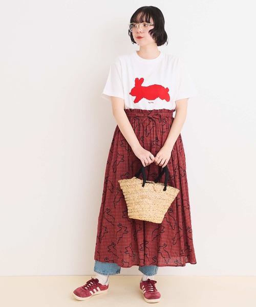 I am I in fact...(アイアムアイインファクト)の「●run rabbit Tシャツ(Tシャツ/カットソー・レディース・ホワイト/ネイビー・FREE)」の15枚目の写真