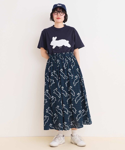 I am I in fact...(アイアムアイインファクト)の「●run rabbit Tシャツ(Tシャツ/カットソー・レディース・ホワイト/ネイビー・FREE)」の16枚目の写真