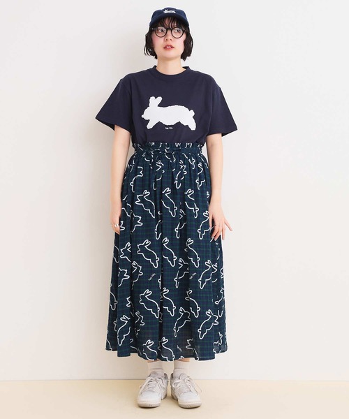 I am I in fact...(アイアムアイインファクト)の「●run rabbit Tシャツ(Tシャツ/カットソー・レディース・ホワイト/ネイビー・FREE)」の19枚目の写真