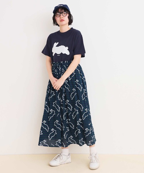 I am I in fact...(アイアムアイインファクト)の「●run rabbit Tシャツ(Tシャツ/カットソー・レディース・ホワイト/ネイビー・FREE)」の20枚目の写真