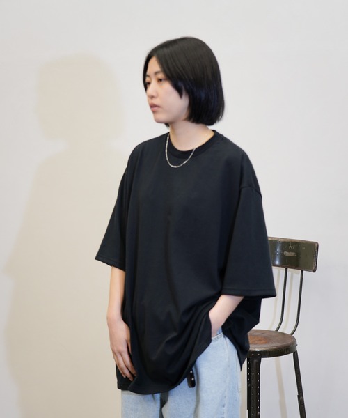 HARVESTY(ハーベスティ)の「HARVESTY / ハーベスティー JUMBO S/S TEE ジャンボ半袖Tシャツ(Tシャツ/カットソー・レディース・オフホワイト/ブラック・1/2)」の2枚目の写真