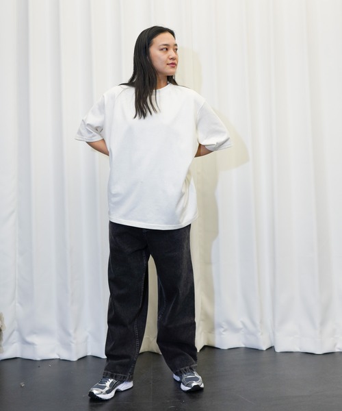 HARVESTY(ハーベスティ)の「HARVESTY / ハーベスティー JUMBO S/S TEE ジャンボ半袖Tシャツ(Tシャツ/カットソー・レディース・オフホワイト/ブラック・1/2)」の5枚目の写真