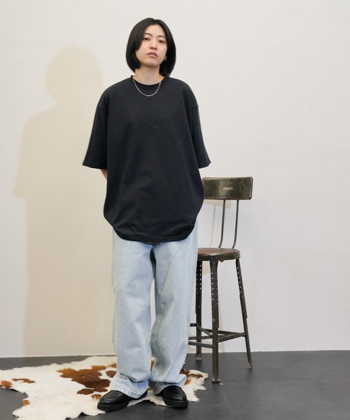HARVESTY(ハーベスティ)の「HARVESTY / ハーベスティー JUMBO S/S TEE ジャンボ半袖Tシャツ(Tシャツ/カットソー・レディース・オフホワイト/ブラック・1/2)」の8枚目の写真