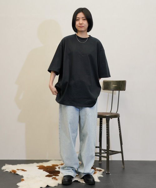 HARVESTY(ハーベスティ)の「HARVESTY / ハーベスティー JUMBO S/S TEE ジャンボ半袖Tシャツ(Tシャツ/カットソー・レディース・オフホワイト/ブラック・1/2)」の9枚目の写真