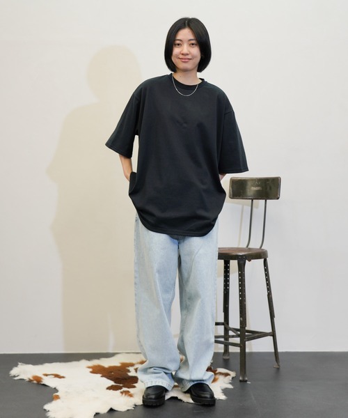 HARVESTY(ハーベスティ)の「HARVESTY / ハーベスティー JUMBO S/S TEE ジャンボ半袖Tシャツ(Tシャツ/カットソー・レディース・オフホワイト/ブラック・1/2)」の10枚目の写真