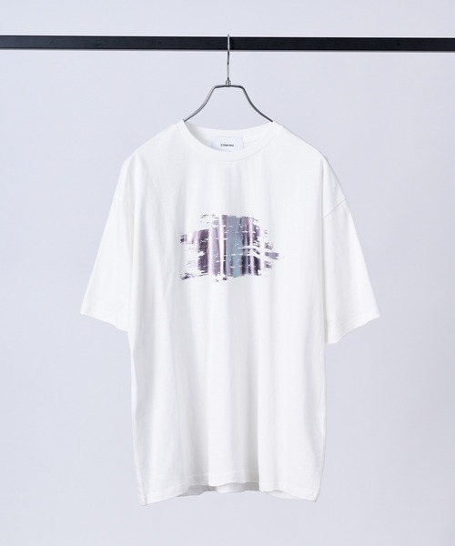 Confirm(コンファーム)の「アブストラクトグラフィック箔プリント 半袖Tシャツ メンズ レディース(Tシャツ/カットソー・メンズ・ブラック/ホワイト/ホワイト系その他/ブラック系その他・M/L)」の2枚目の写真