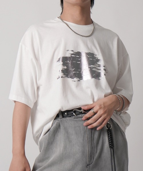 Confirm(コンファーム)の「アブストラクトグラフィック箔プリント 半袖Tシャツ メンズ レディース(Tシャツ/カットソー・メンズ・ブラック/ホワイト/ホワイト系その他/ブラック系その他・M/L)」の11枚目の写真