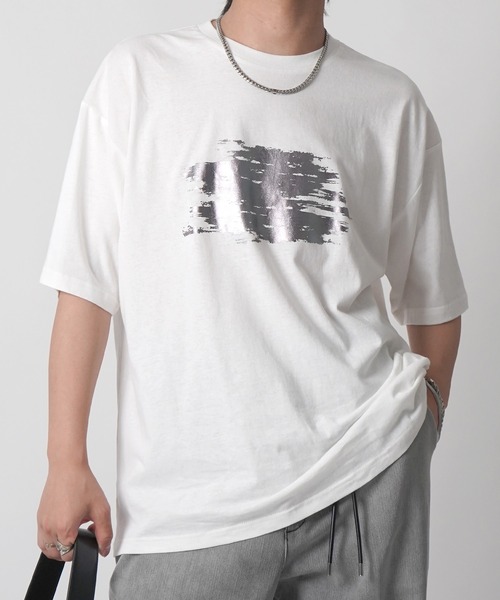 Confirm(コンファーム)の「アブストラクトグラフィック箔プリント 半袖Tシャツ メンズ レディース(Tシャツ/カットソー・メンズ・ブラック/ホワイト/ホワイト系その他/ブラック系その他・M/L)」の10枚目の写真