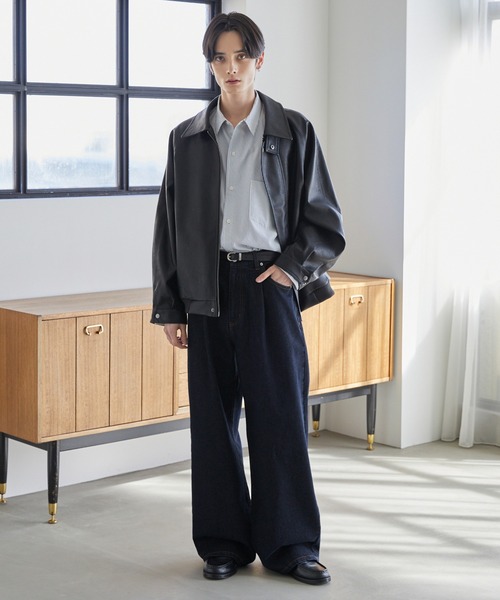 LUENNA(ルエナ)の「【LUENNA】One-Tuck Wide Straight Denim Pants / ワンタックワイドストレートデニムパンツ(デニムパンツ・メンズ・ブラウン/ブルー/ブラック/ネイビー・S/M/L)」の16枚目の写真