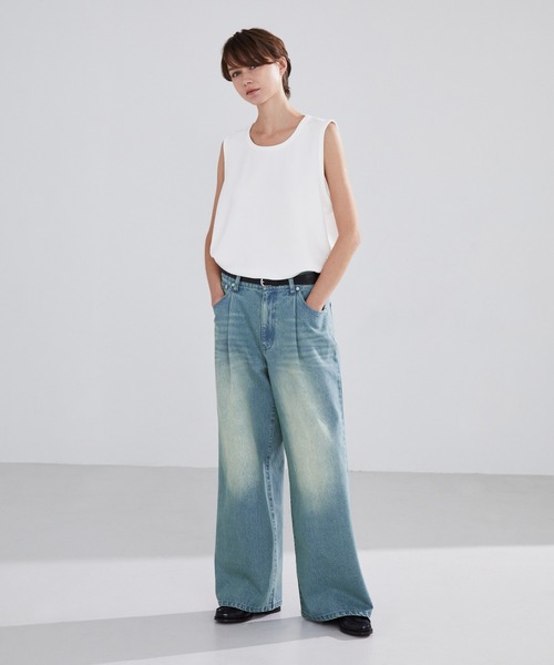 LUENNA】One-Tuck Wide Straight Denim Pants / ワンタック