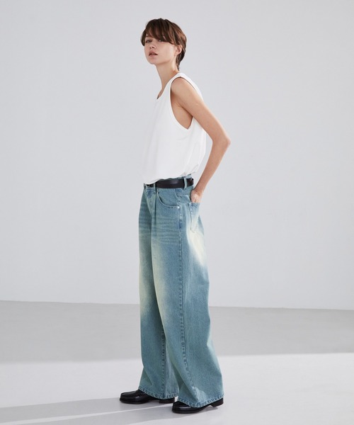 LUENNA】One-Tuck Wide Straight Denim Pants / ワンタックワイド