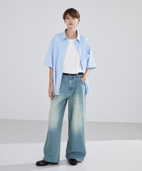 LUENNA】One-Tuck Wide Straight Denim Pants / ワンタック