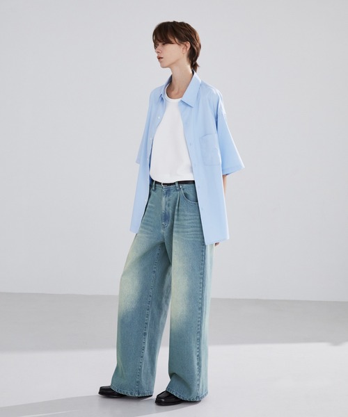 LUENNA】One-Tuck Wide Straight Denim Pants / ワンタック
