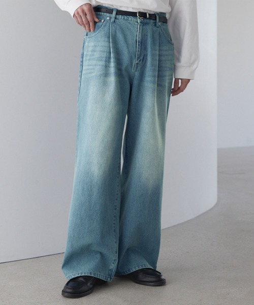 LUENNA】One-Tuck Wide Straight Denim Pants / ワンタックワイド