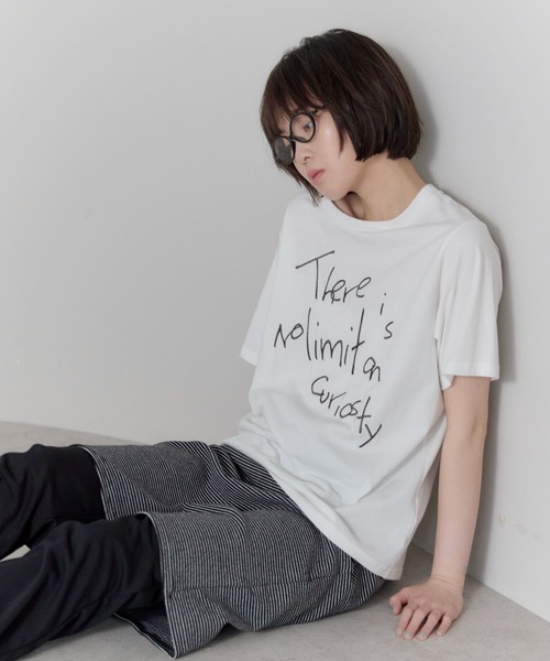 leimn(レイムン)の「手書きロゴ刺繍半袖Tシャツ(Tシャツ/カットソー・レディース・ホワイト/チャコールグレー・FREE)」の2枚目の写真
