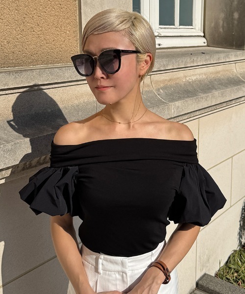 ZARA - 新品　未使用　jenne　ジェンヌ　袖ボリューム　Tシャツ 袖ボリュームチュールTシャツ（Tシャツ/カットソー）｜JENNE