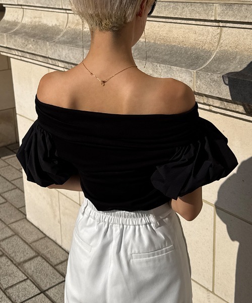 JENNE(ジェンヌ)の「マシュマロスリーブ Tシャツ(Tシャツ/カットソー・レディース・ブラック/ホワイト・SMALL/MEDIUM/LARGE)」の12枚目の写真