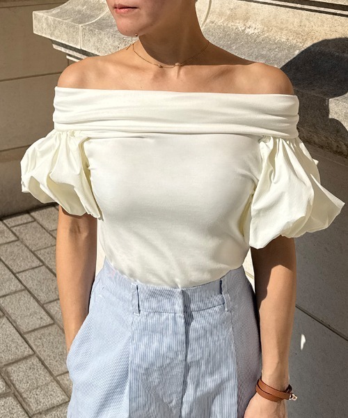 JENNE(ジェンヌ)の「マシュマロスリーブ Tシャツ(Tシャツ/カットソー・レディース・ブラック/ホワイト・SMALL/MEDIUM/LARGE)」の15枚目の写真