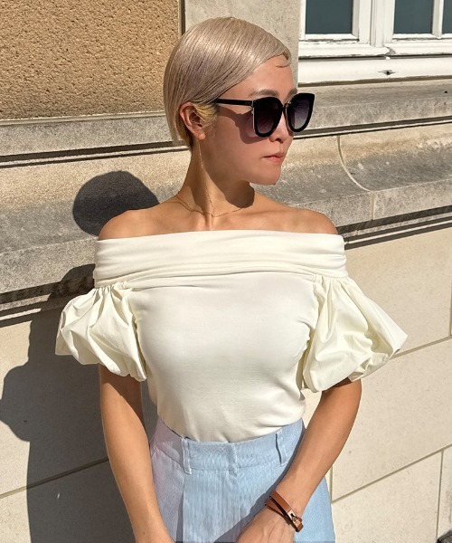 JENNE(ジェンヌ)の「マシュマロスリーブ Tシャツ(Tシャツ/カットソー・レディース・ブラック/ホワイト・SMALL/MEDIUM/LARGE)」の22枚目の写真