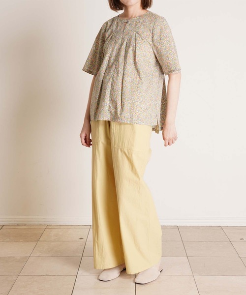 KID BLUE(キッドブルー)の「キッドブルー -25LIBERTYプリント -5分袖トップス -KOBN345 -kidblue(シャツ/ブラウス・レディース・アイボリー/サックスブルー/ブラック・M)」の4枚目の写真