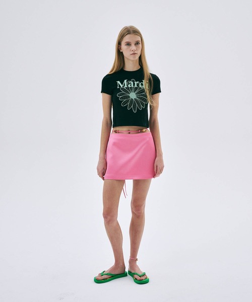 Mardi Mercredi(マルディメクルディ)の「CROPPED TSHIRT FLOWERMARDI / クロップド Tシャツ フラワーマルディ(Tシャツ/カットソー・レディース・ブラック/クリーム/グレー/ブラック系その他/ネイビー/チャコール・FREE)」の14枚目の写真