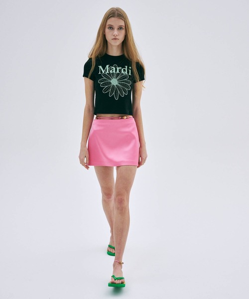 Mardi Mercredi(マルディメクルディ)の「CROPPED TSHIRT FLOWERMARDI / クロップド Tシャツ フラワーマルディ(Tシャツ/カットソー・レディース・ブラック/クリーム/グレー/ブラック系その他/ネイビー/チャコール・FREE)」の17枚目の写真