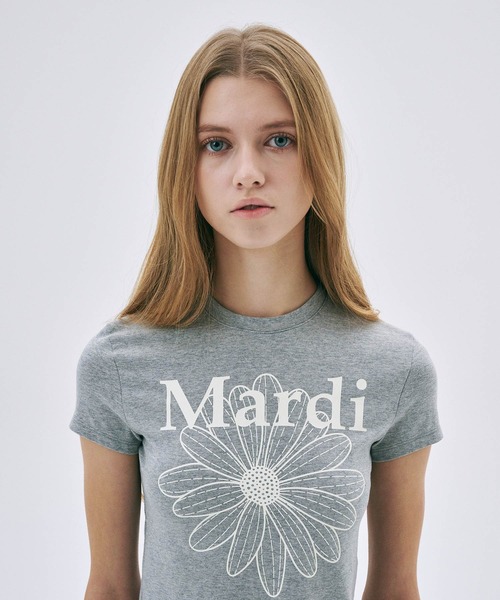Mardi Mercredi(マルディメクルディ)の「CROPPED TSHIRT FLOWERMARDI / クロップド Tシャツ フラワーマルディ(Tシャツ/カットソー・レディース・ブラック/クリーム/グレー/ブラック系その他/ネイビー/チャコール・FREE)」の19枚目の写真