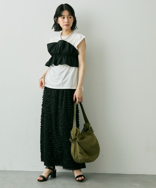 Shelly island（シェリーアイランド）の「ナイロンサイドベルトトート（ショルダーバッグ・レディース・ホワイト/ブラック/カーキ・FREE）」の7枚目の写真