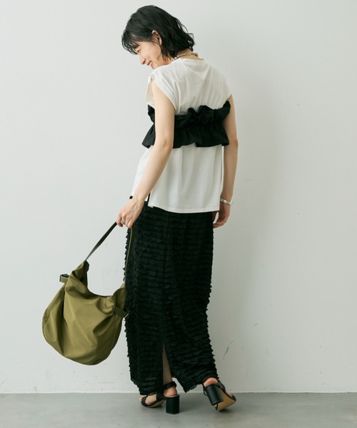 Shelly island（シェリーアイランド）の「ナイロンサイドベルトトート（ショルダーバッグ・レディース・ホワイト/ブラック/カーキ・FREE）」の8枚目の写真