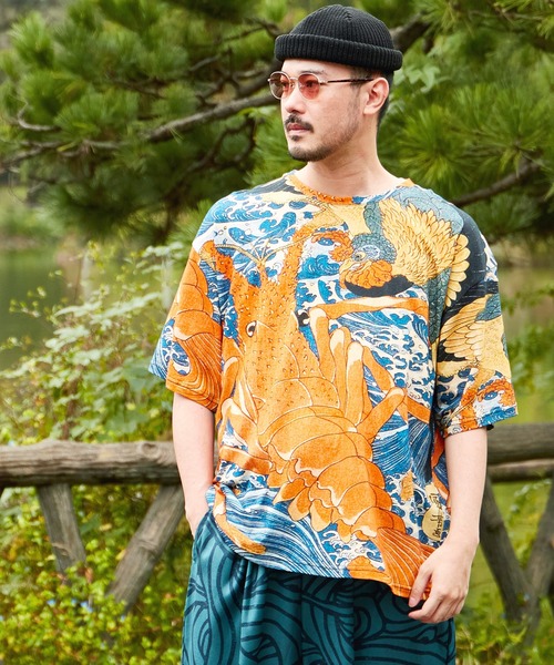 カヤ（カヤ）の「【カヤ】着る、NIPPON ART 倭の絵メンズTシャツ（Tシャツ/カットソー・メンズ・ベージュ/ブラック/ブルー/ブラウン/ダークグレー/ダークネイビー/グリーン/ライトブルー/ネイビー/オレンジ/ピンク/レッド・FREE）」の12枚目の写真