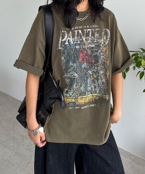 PBLIM(ページボーイリム)の「《UNISEX》NYビッグシルエットTシャツ(Tシャツ/カットソー・レディース・クリーム/チャコール/グリーン系その他・FREE)」の1枚目の写真