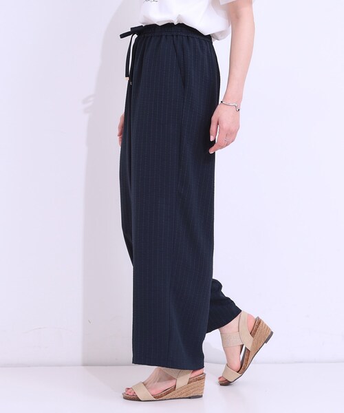 DRESKIP（ドレスキップ）の「【着丈選べる/ひんやり】ストライプ見えイージーワイドパンツ（その他パンツ・レディース・ネイビー/ベージュ/ブラック/オレンジ・40/38/42/36/01/02/03/04）」の10枚目の写真